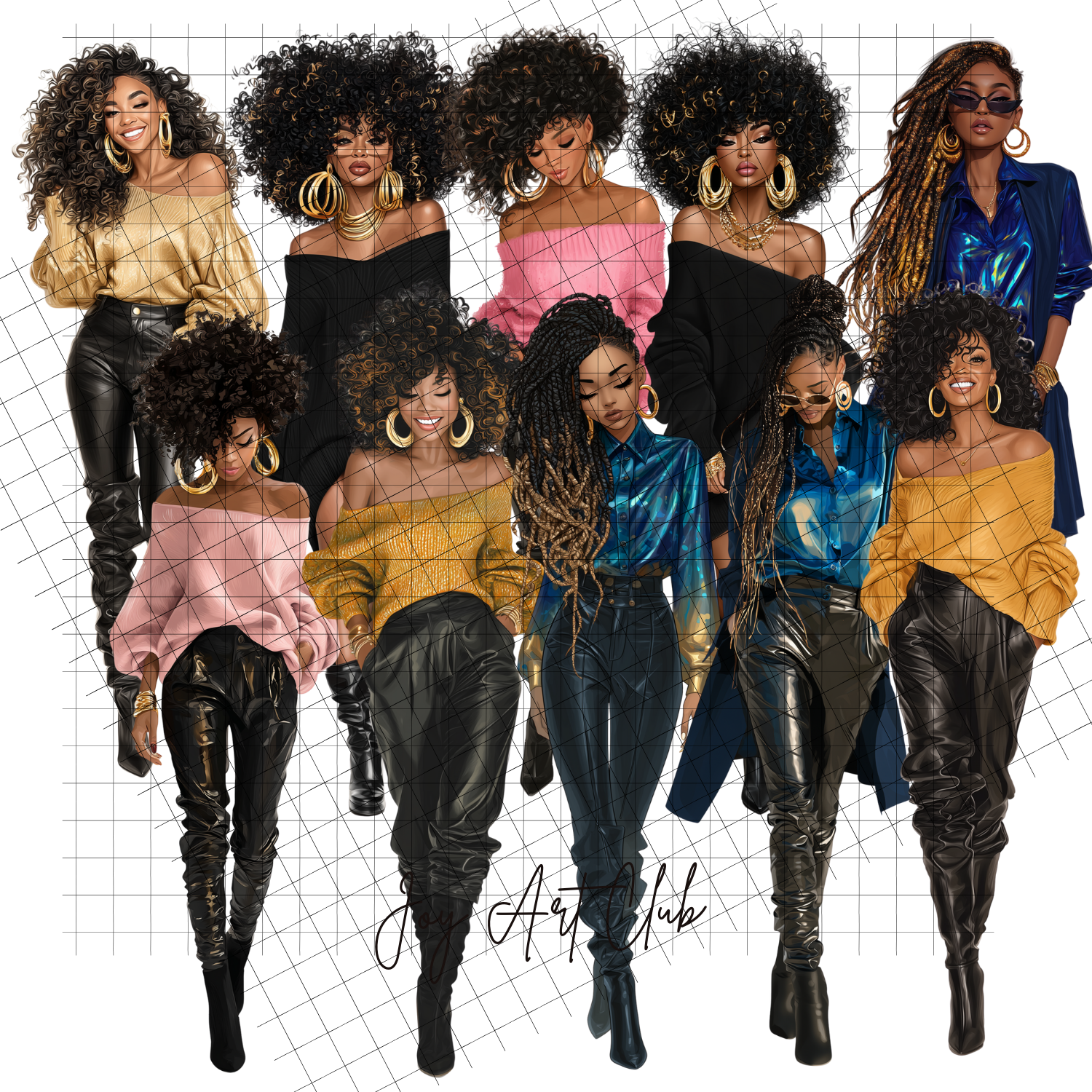 JAC - Black Woman Art- Clipart Bundle PLR / DFY - #Runway Chics