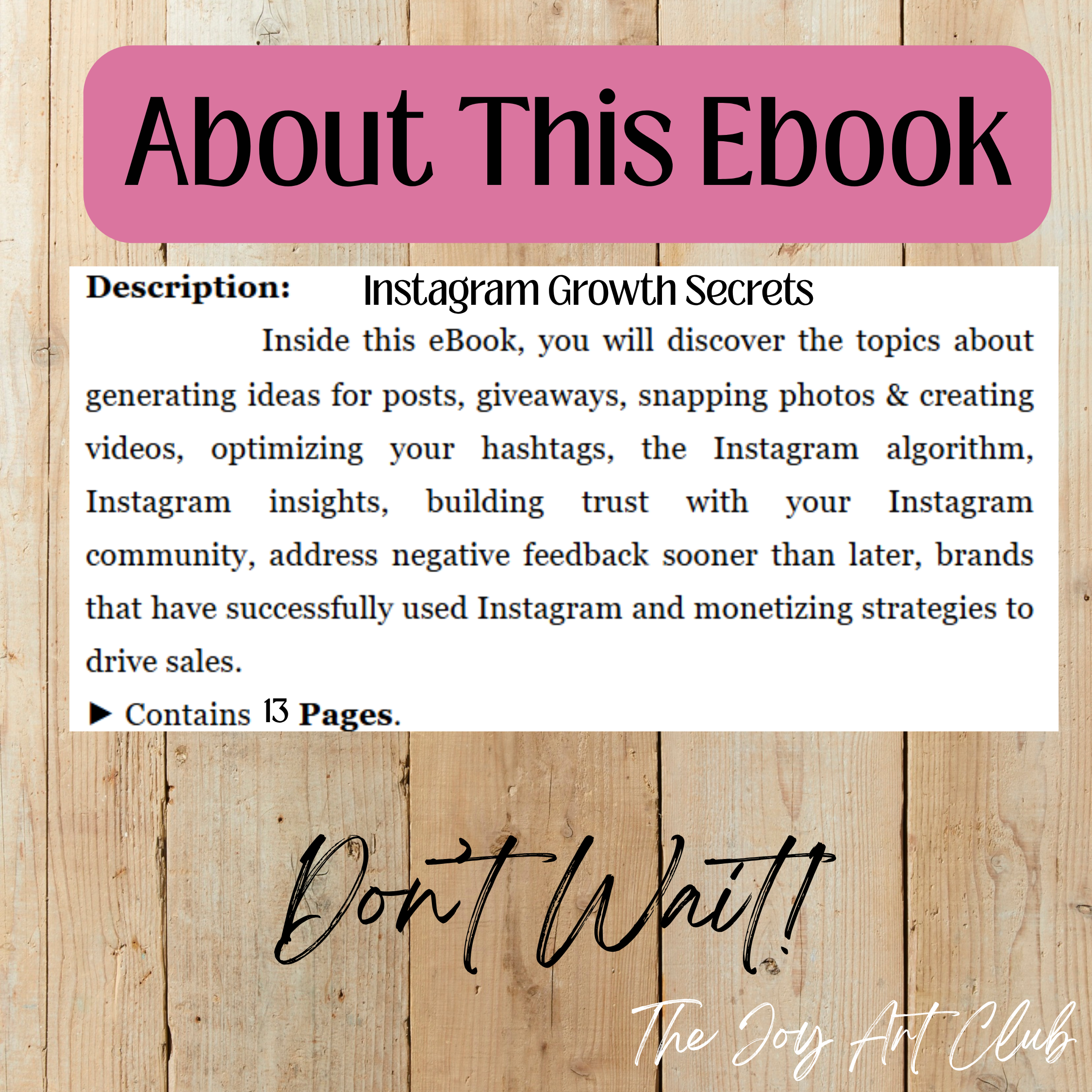 JAC - PLR  / DFY Ebook - 100% Editable - #Instagram Growth Secrets