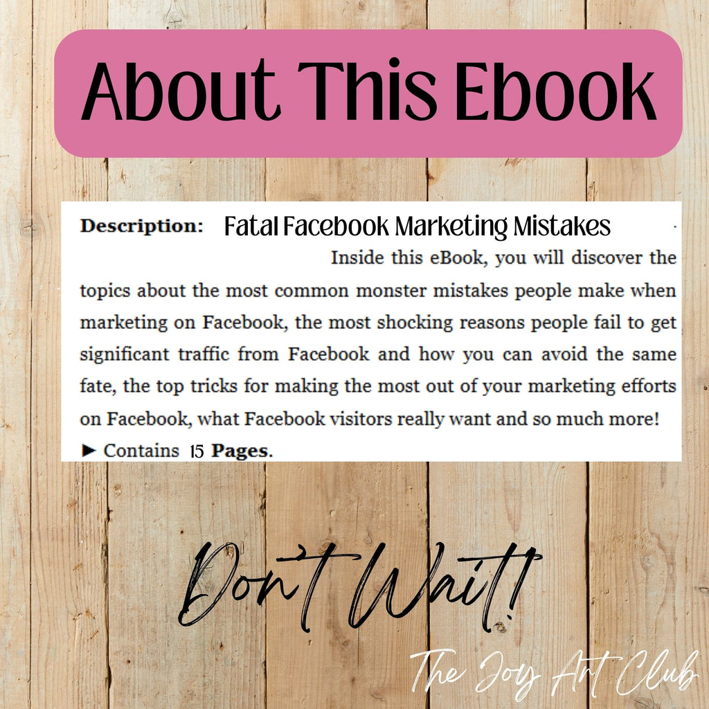 JAC - PLR  / DFY Ebook - 100% Editable - #Fatal Facebook Marketing Mistakes
