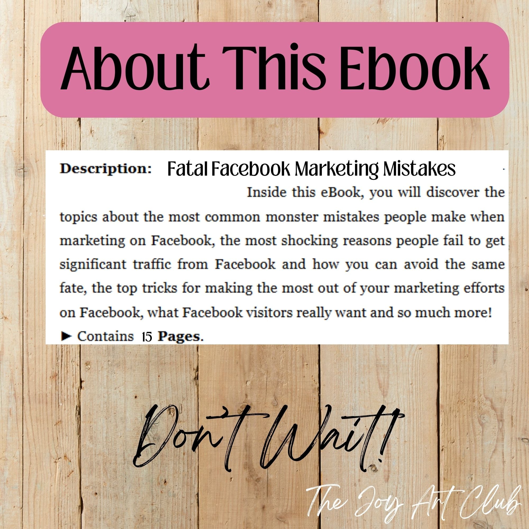 JAC - PLR  / DFY Ebook - 100% Editable - #Fatal Facebook Marketing Mistakes