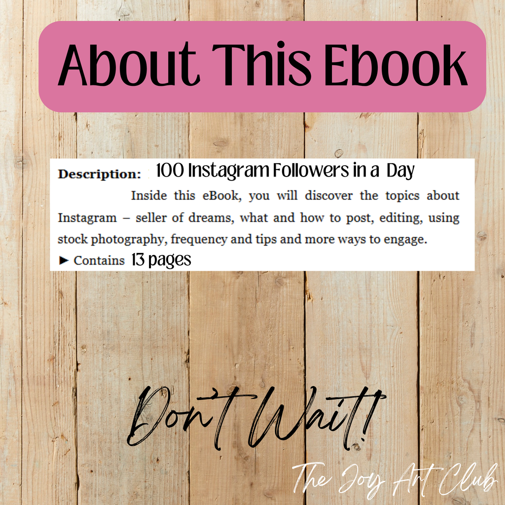 JAC - PLR  / DFY Ebook - 100% Editable - #100 Instagram Followers in A Day