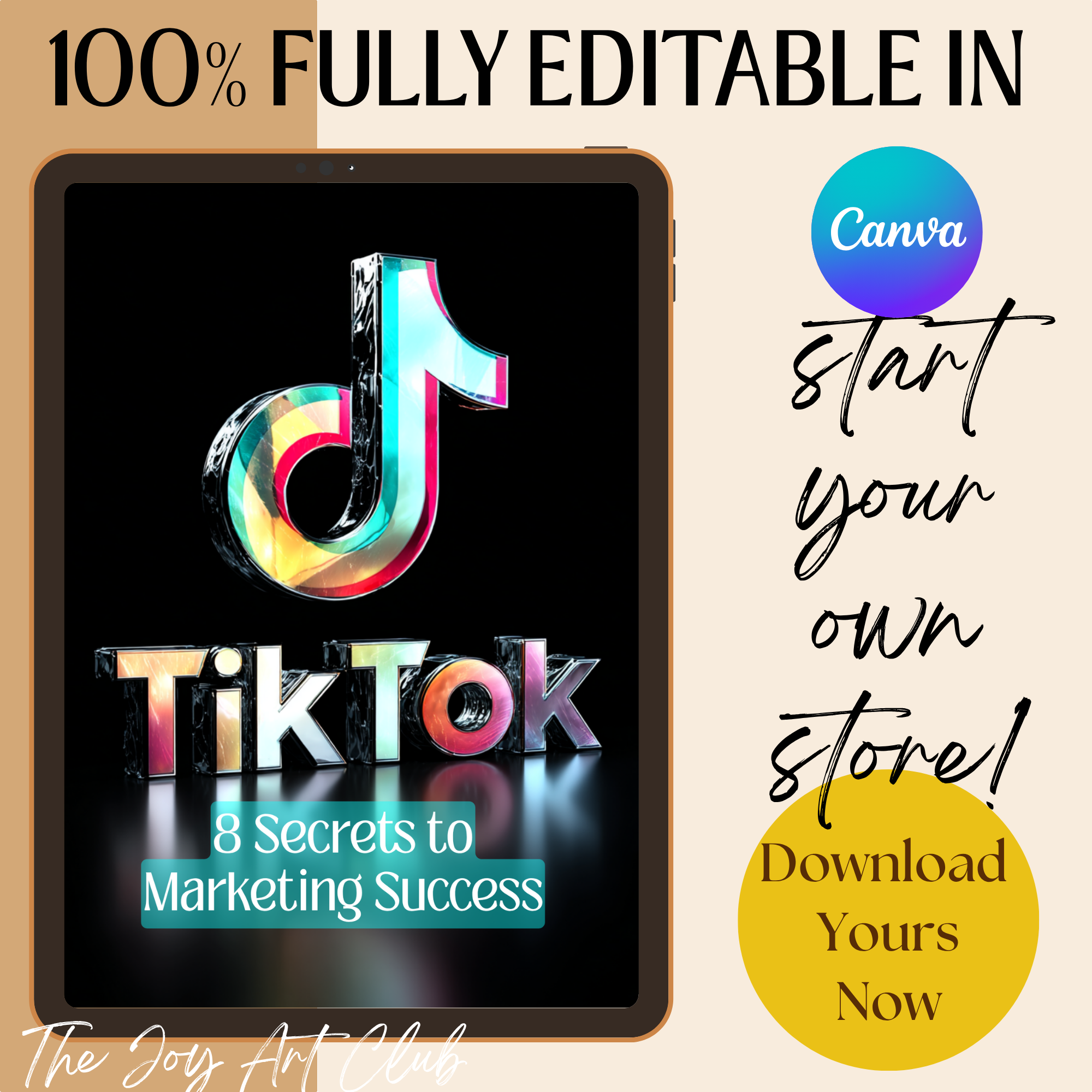 JAC - PLR  / DFY Ebook - 100% Editable - #8 Secrets to Marketing Success with Tik Tok