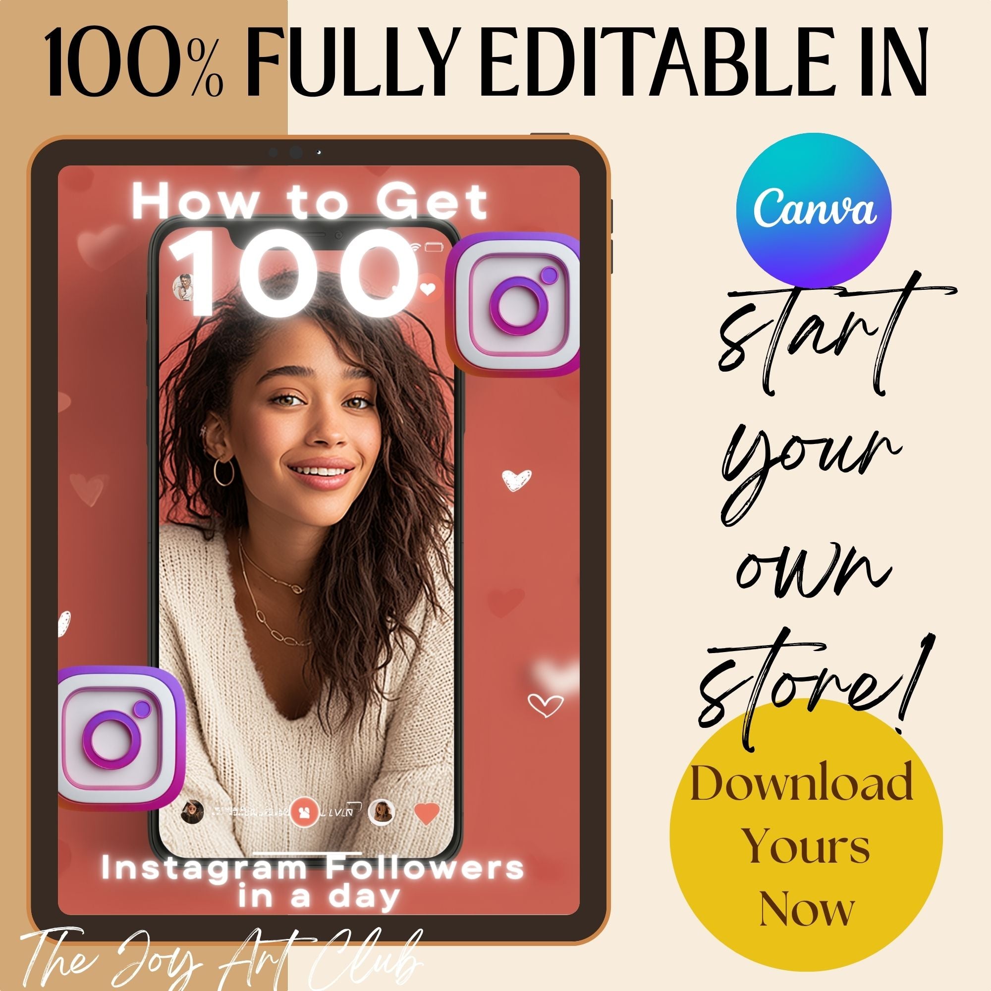 JAC - PLR  / DFY Ebook - 100% Editable - #100 Instagram Followers in A Day