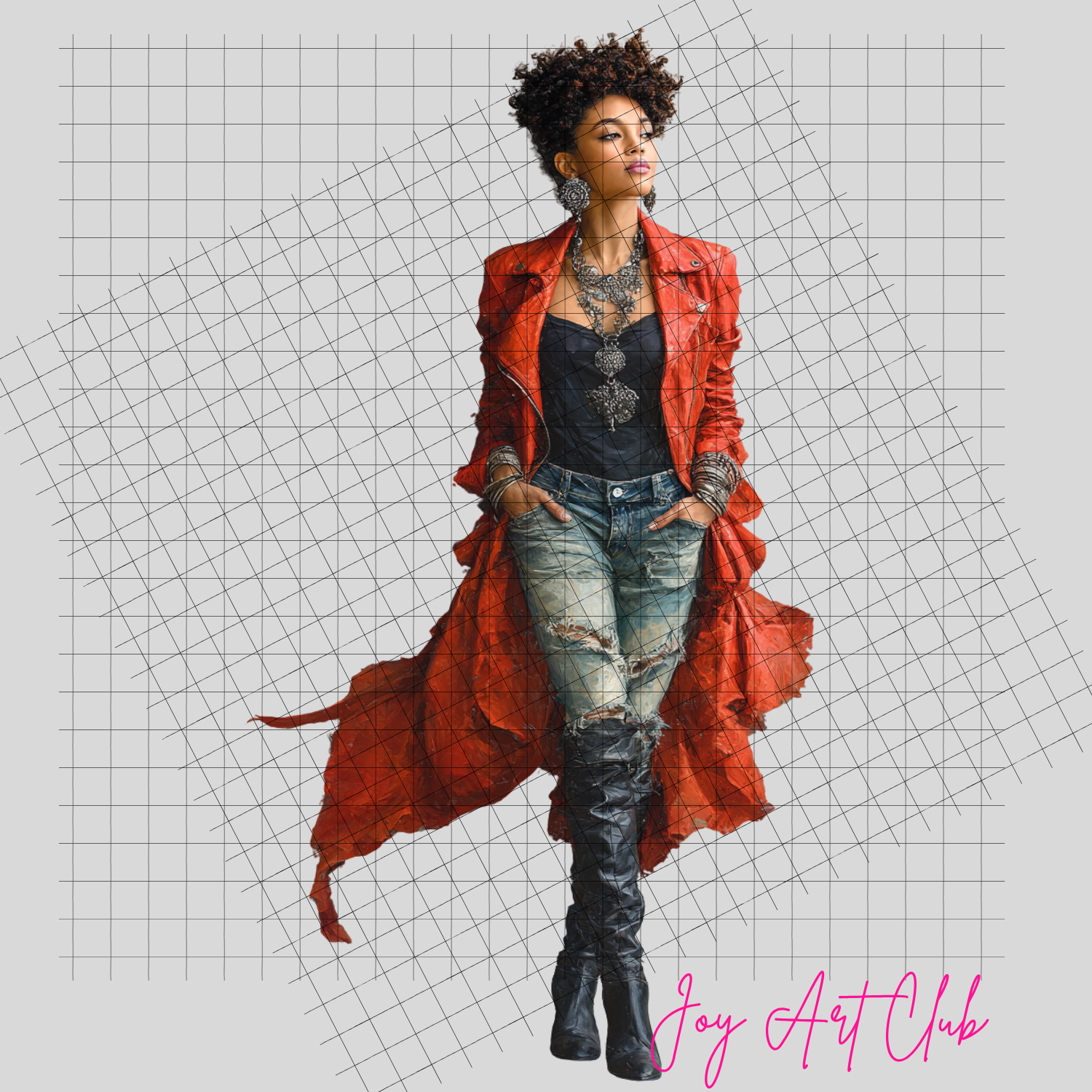 JAC - Black Woman Art - Clipart Bundle PLR / DFY - #Red Glam Sis