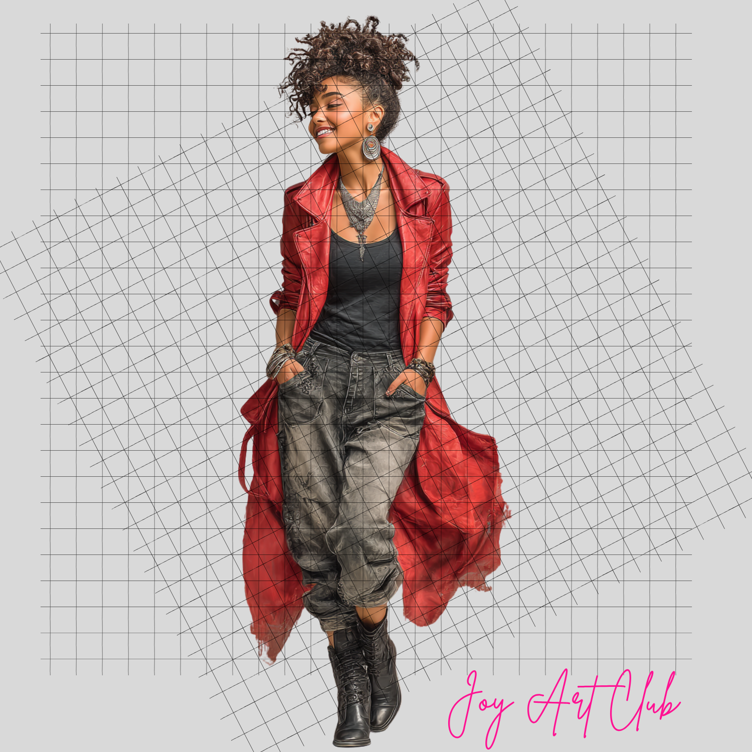 JAC - Black Woman Art - Clipart Bundle PLR / DFY - #Red Glam Sis