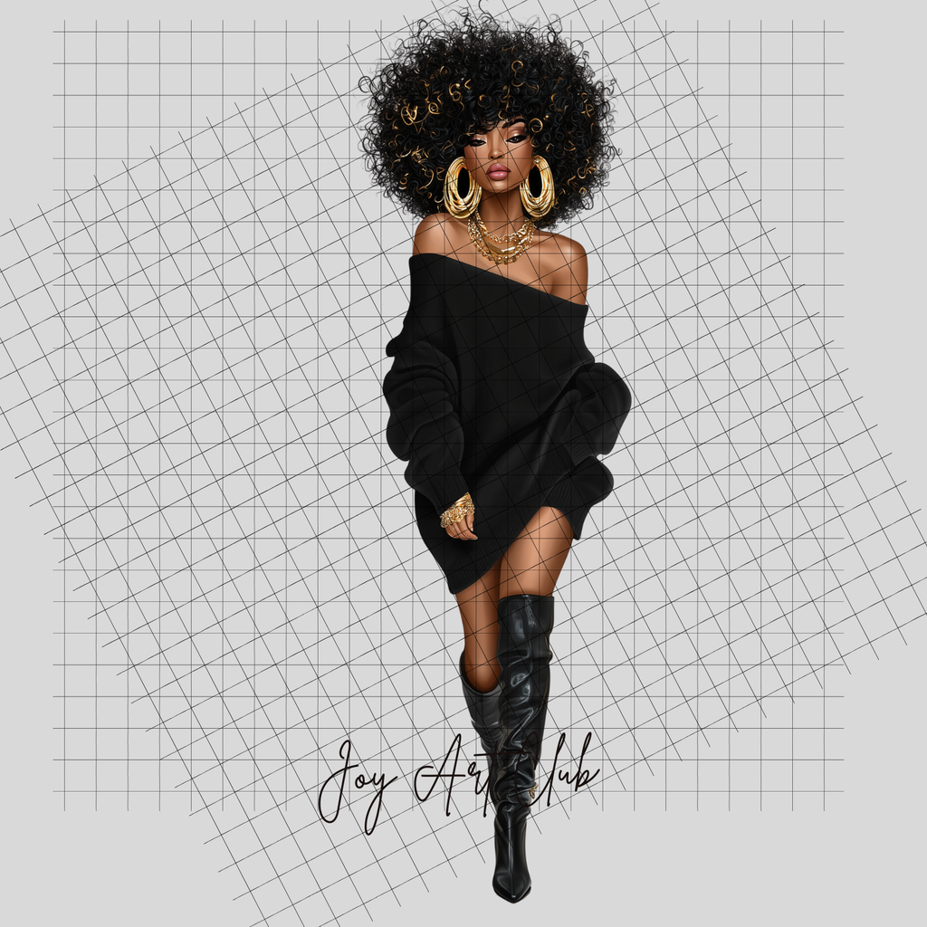 JAC - Black Woman Art- Clipart Bundle PLR / DFY - #Runway Chics