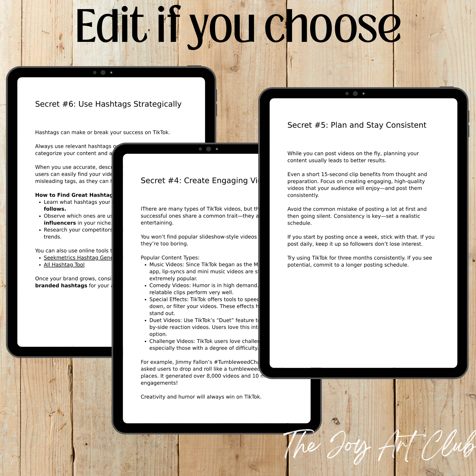 JAC - PLR  / DFY Ebook - 100% Editable - #8 Secrets to Marketing Success with Tik Tok