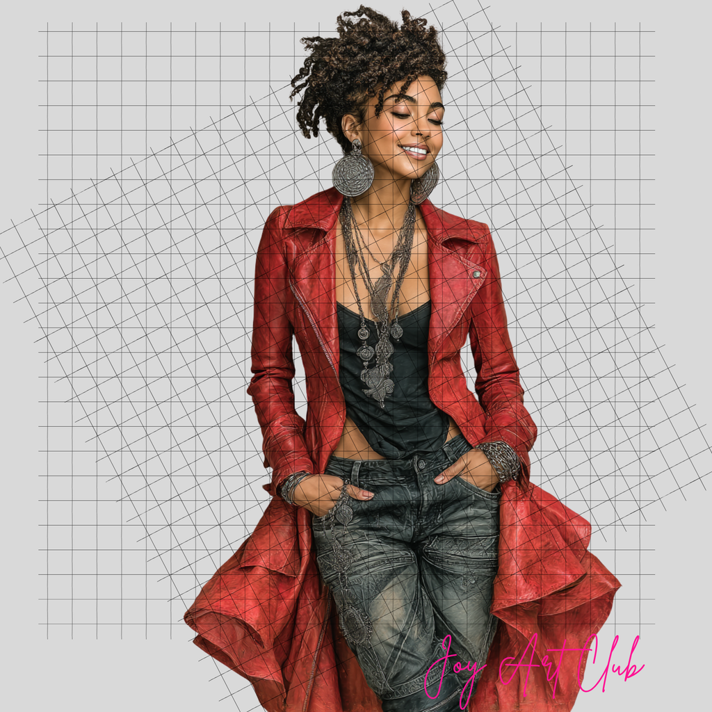 JAC - Black Woman Art - Clipart Bundle PLR / DFY - #Red Glam Sis