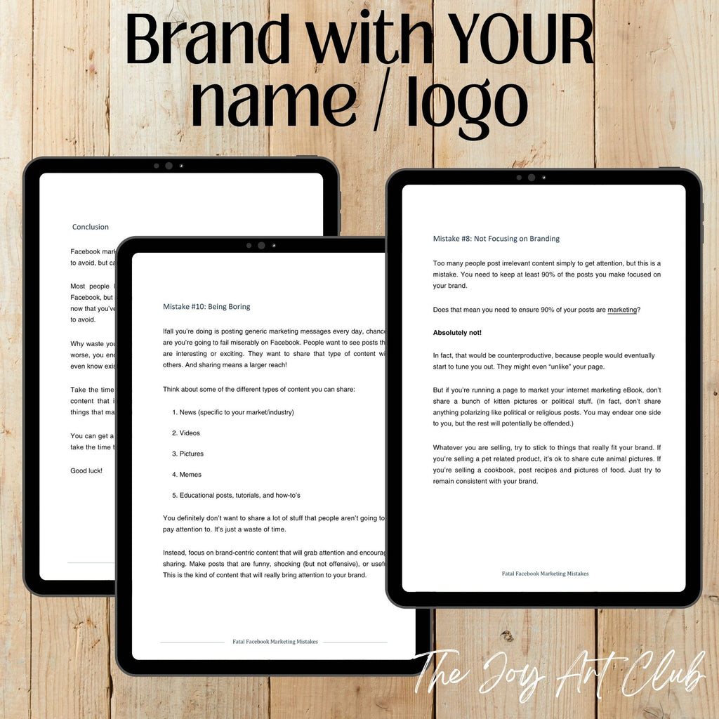 JAC - PLR  / DFY Ebook - 100% Editable - #Fatal Facebook Marketing Mistakes
