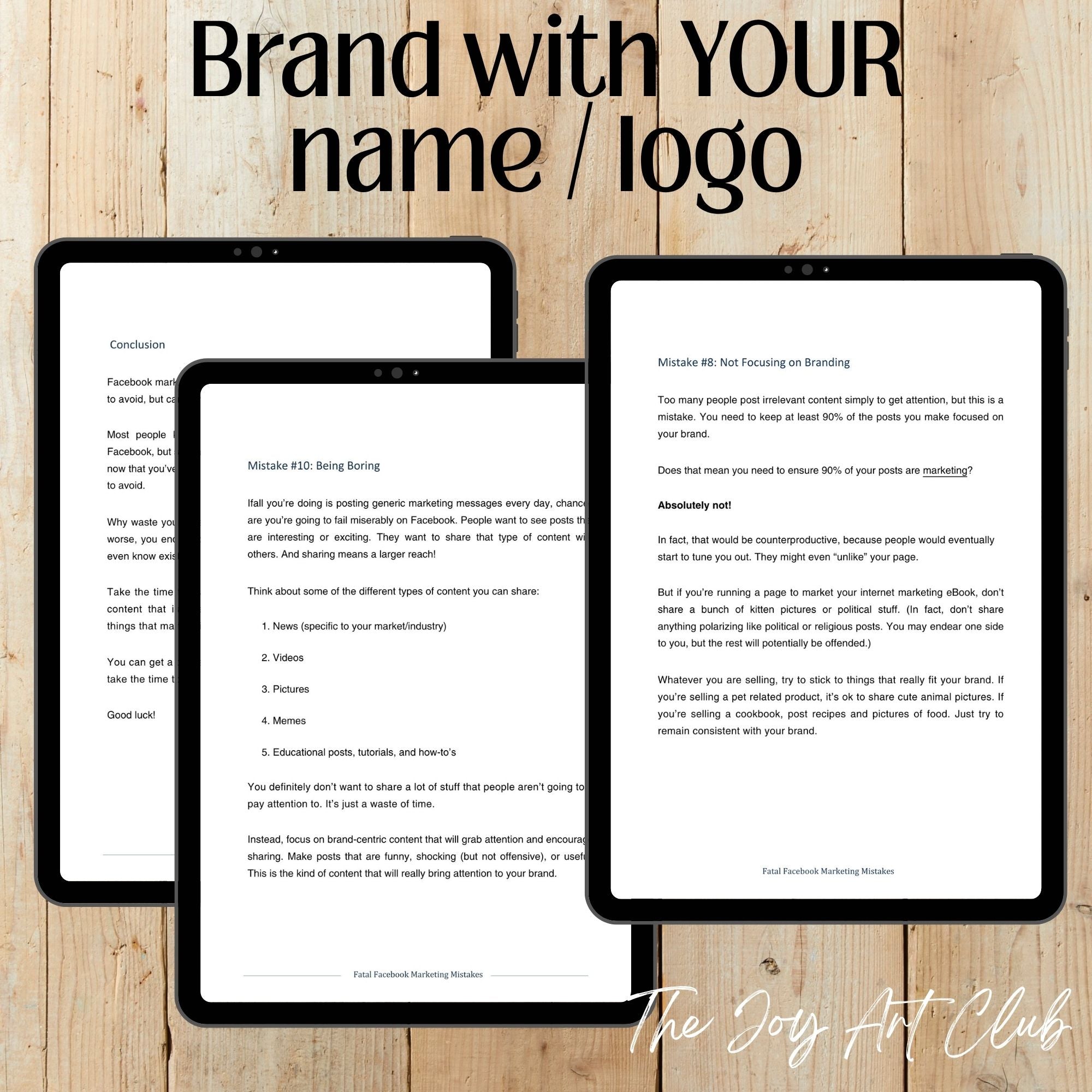 JAC - PLR  / DFY Ebook - 100% Editable - #Fatal Facebook Marketing Mistakes