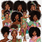 Digital products to sell on Etsy, PLR Clipart, Black woman girl clipart, PNG clipart

